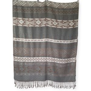 Elegant Gray and Brown Patterned Scarf